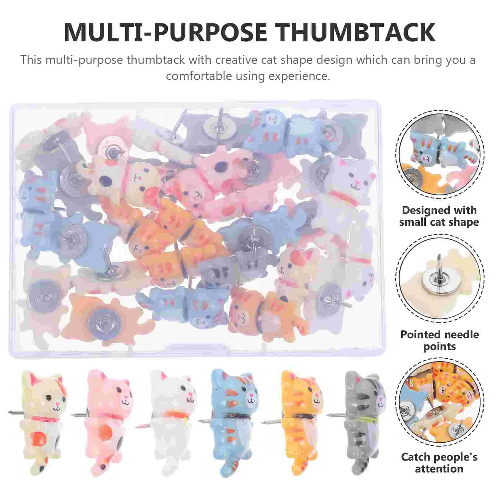 30pcs Push Pins Decorative Cat Thumb Tacks for Cork Bulletin Board Creative and Eye Catching Push Pins for Home and Office Use push pins