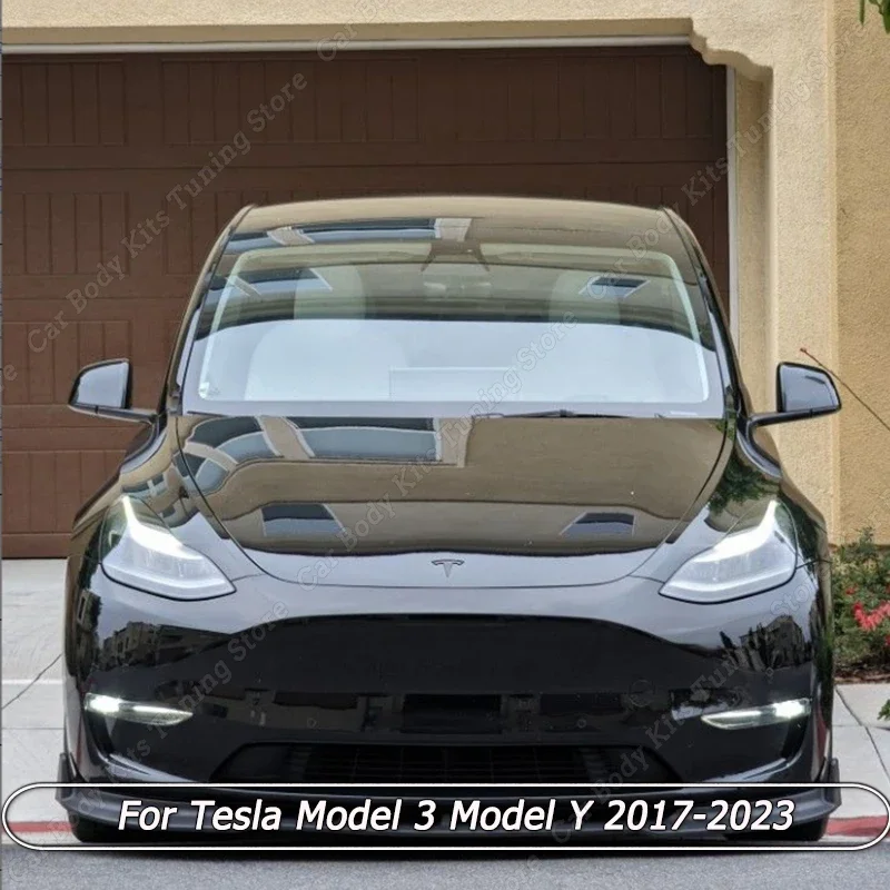 

Для Tesla Model 3 Model Y 2017-2023, автомобильная передняя фара, крышка для век бровей, отделка, крышка лампы, стикер, аксессуары, глянцевый черный АБС