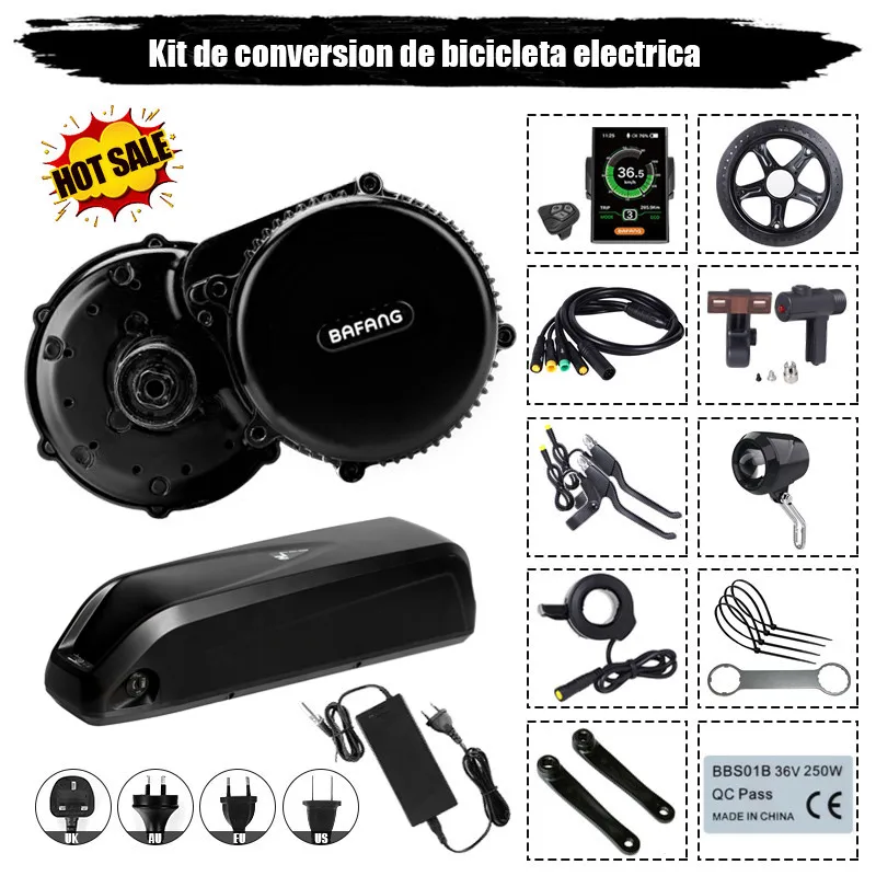 Bafang kit de motor eléctrico de accionamiento medio, 36V, 250W, BBS01B