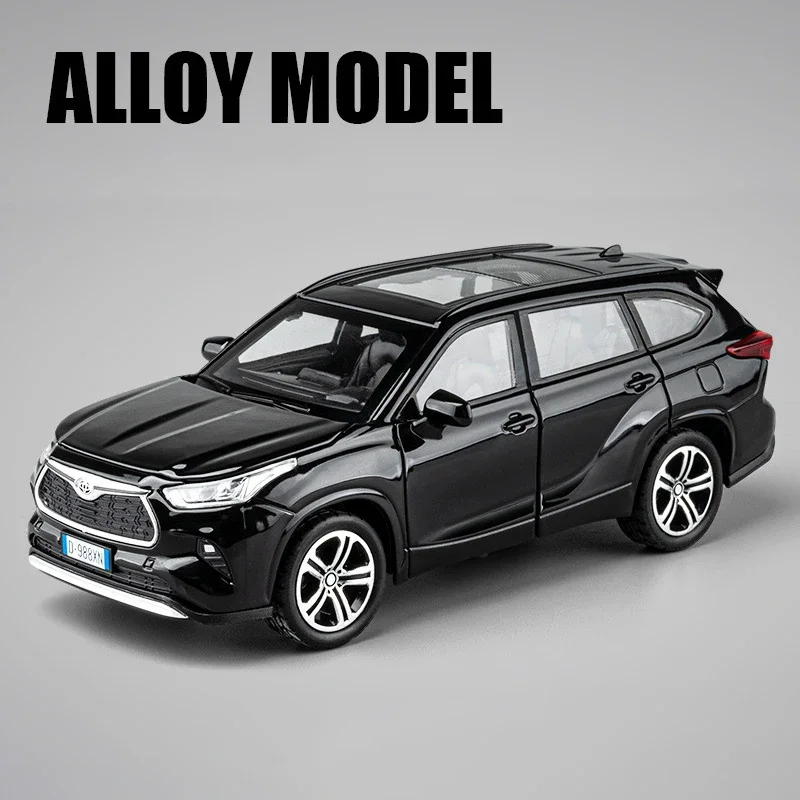 1:32 Toyota Highlander 2023 SUV Alloy Die Cast Toy Car Model Sound and Light Pull Back Children's Toy Collectibles Birthday Gift 4