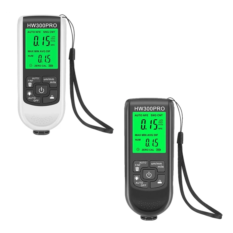 

HW-300PRO Coation Thickness Gauge 0-2000UM Car Paint Film Thickness Tester Car Automotive Paint Meter 122Mm X 50Mm X 22Mm White