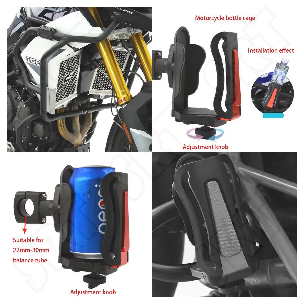 

Fits For Triumph Tiger 1200 900 GT PRO 850 800 XC XR Motorcycle Crash Bars Drink Bottle Water Cup Cage Holder Adjustable Mount