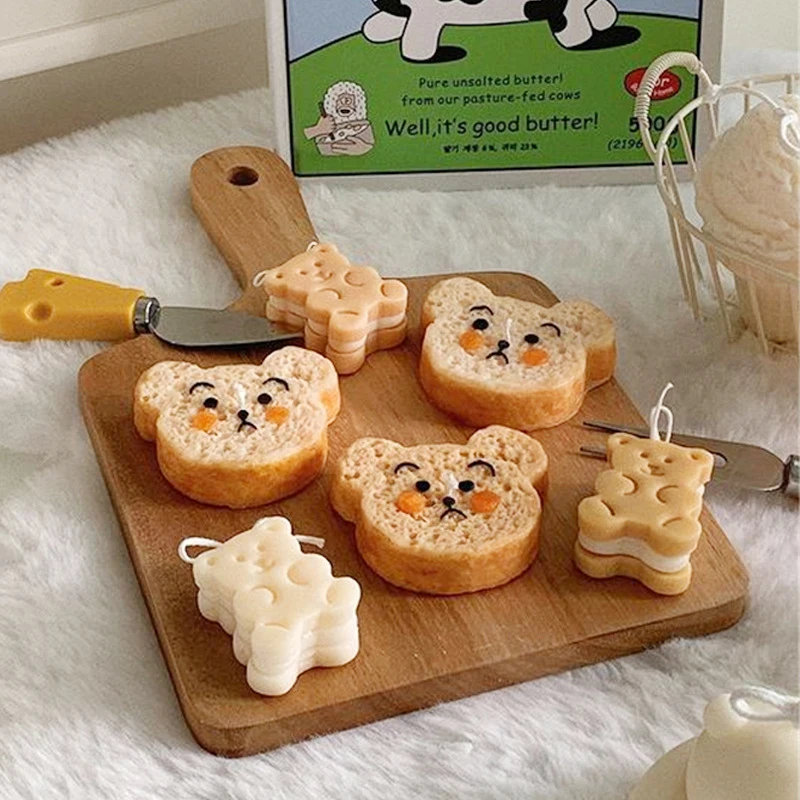 Bear Biscuit Silicone Candle Mold Diy Animal Shape Plaster Craft Making Mousse Chocolate Bake Mould Handmade Home Decora