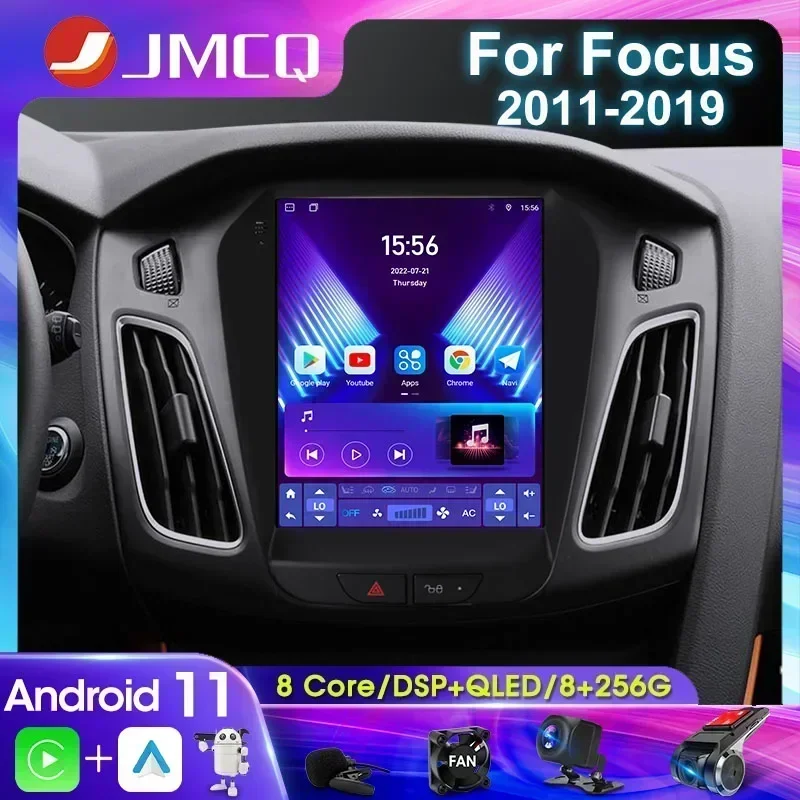 

JMCQ 2Din 4G Android 11 Car Radio Stereo Multimedia Video Player For Ford Focus Mk3 2011-2019 Navigation Head Unit GPS Carplay