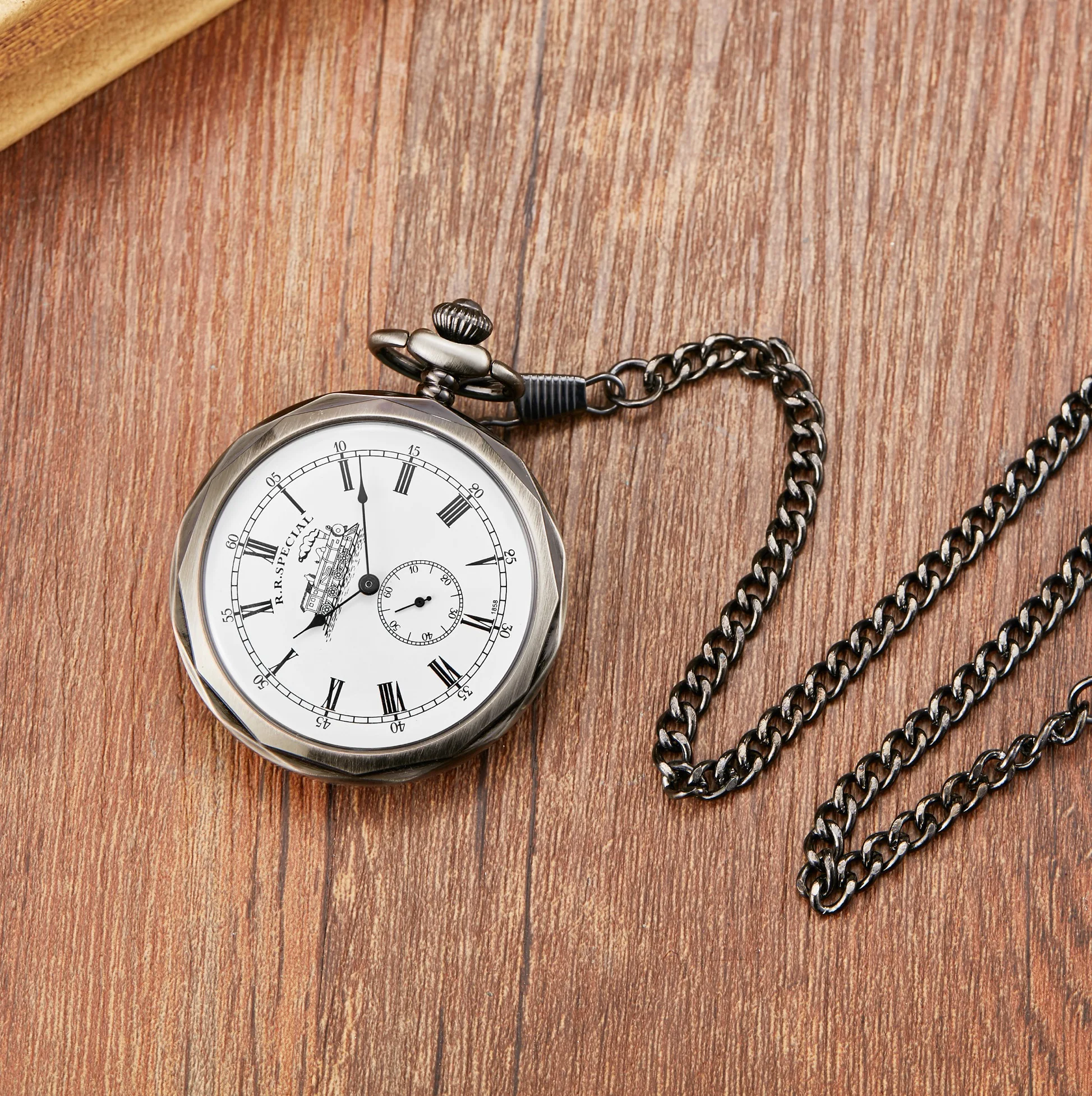 2023 Antique Silver London Pocket & Fob Watches Hand Wind Skeleton Men Women Mechanical Pocket Watch With Pendant Chain Necklace
