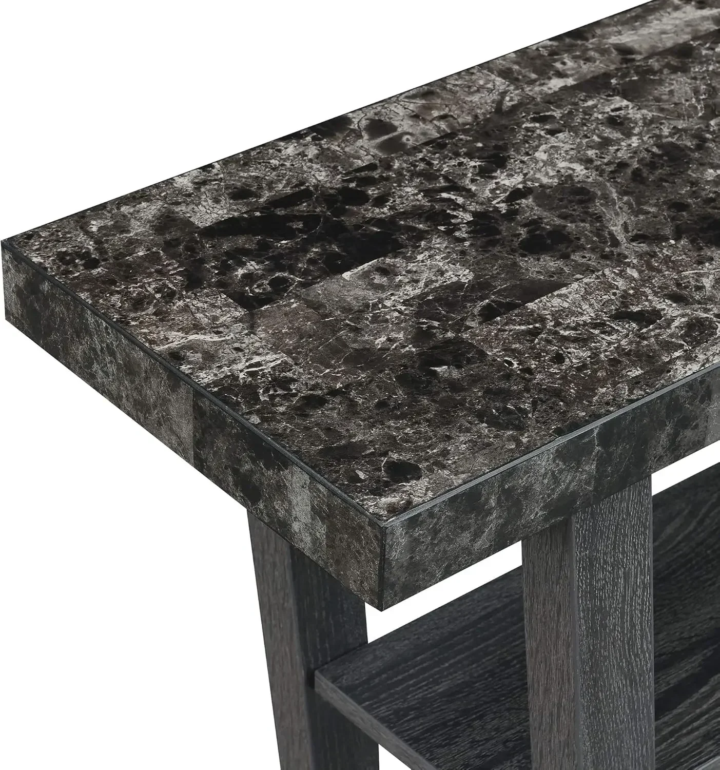 Newport V Console, Faux Black Marble/Weathered Gray 6