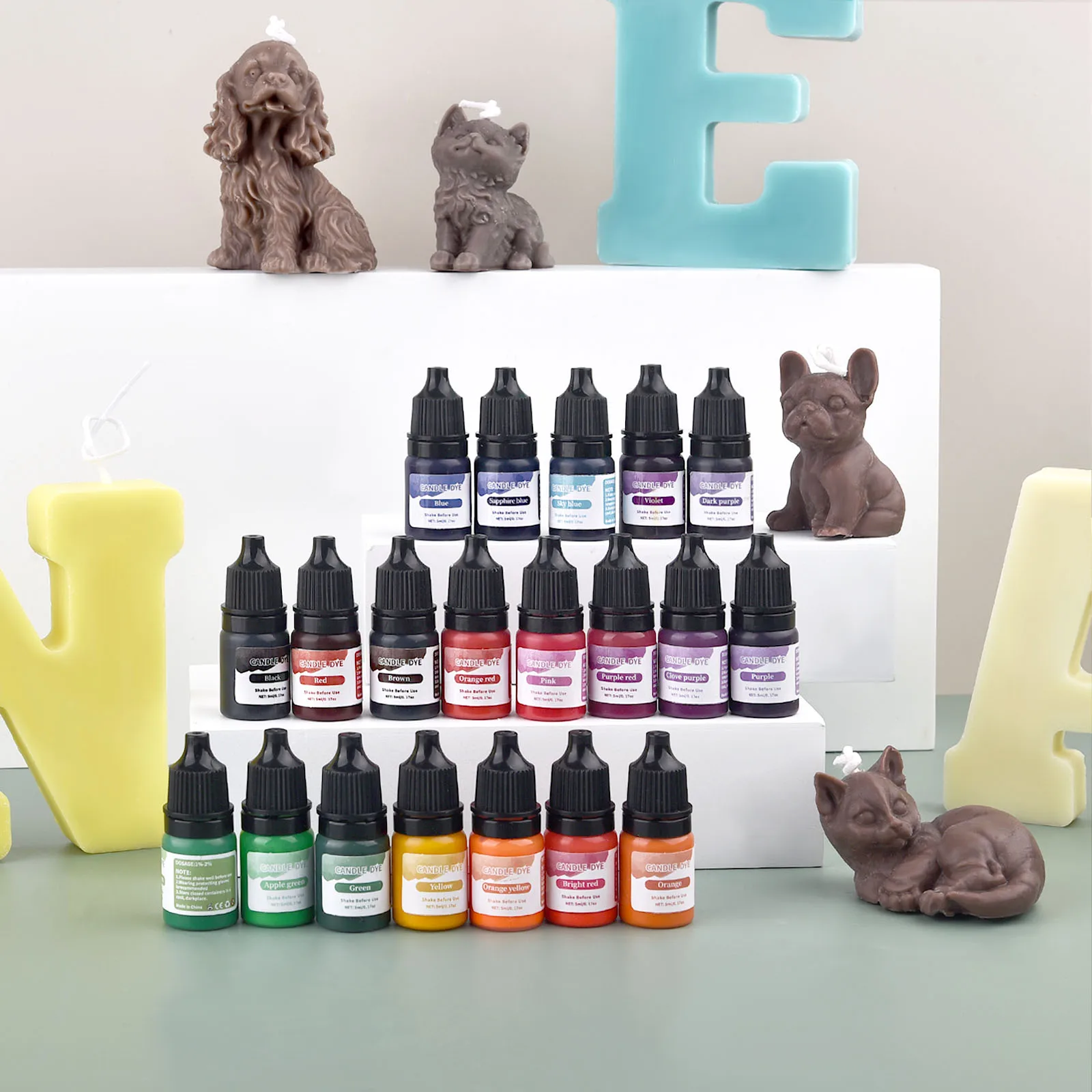 Candle Dyes Pigment Soy Candle Wax Pigment Candle Dyes Kit 5ml/Bottle Candle Wax Pigment Colorant Non-Toxic Soy Candle Wax Pigment Liquid Dye Soy DIY Soap Dyes Making Supplies