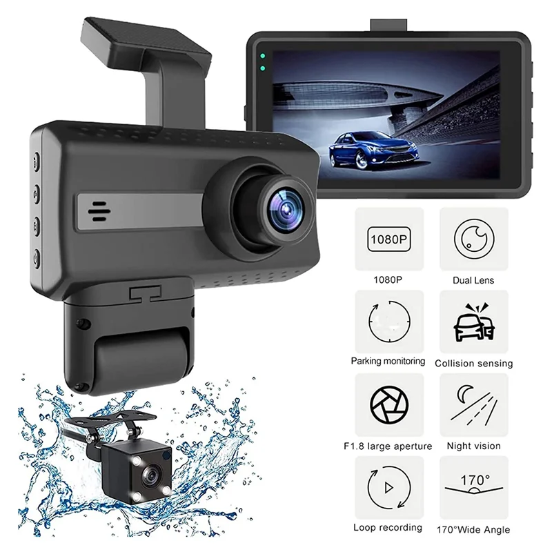 New 1080P HD Car Dash Camera Car DVR Driving Recorder, 3.0 Inch IPS Screen Dashboard Camera, Parking Monitor, Loop Recording