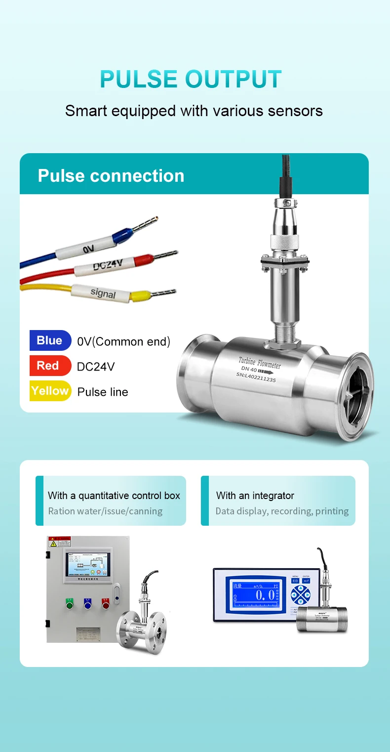 Pulse Turbine Flowmeter Female Thread Connection Diesel Milk Alcohol Methanol W