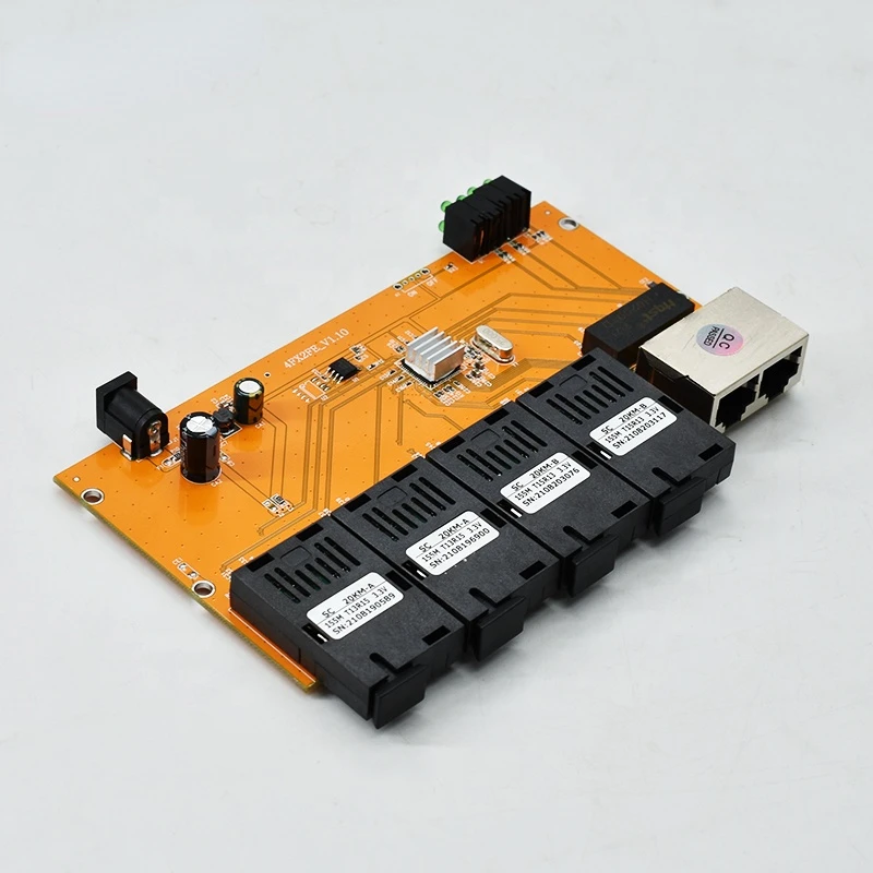 Single Mode fiber Port 10/100M Ethernet Fiber switch 4 SC Optical  2 RJ45 port Media Converter