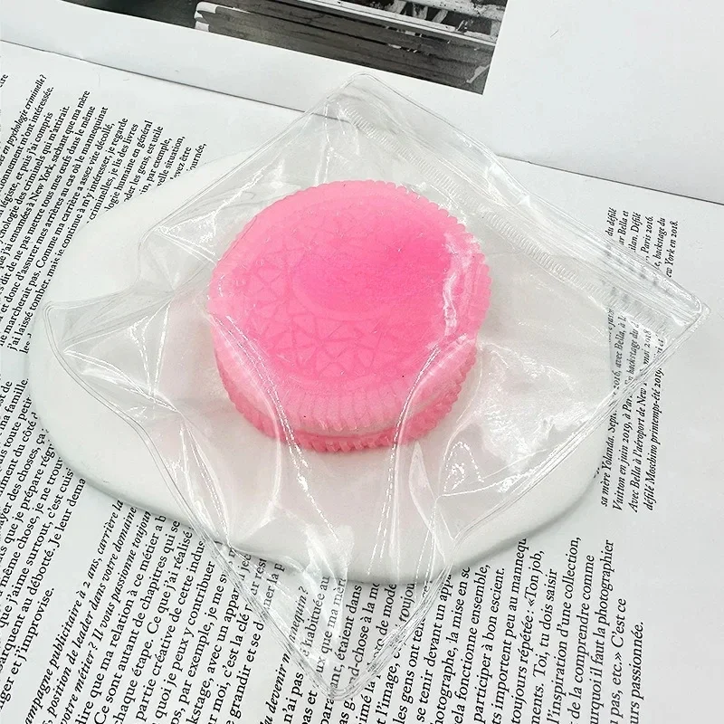 2PCS/1PC Silicone Biscuit Stress Relief Squishy Toys Fidget Pinching Squeeze Toy for Children Adults Soft Cookie Antistress Toy 6