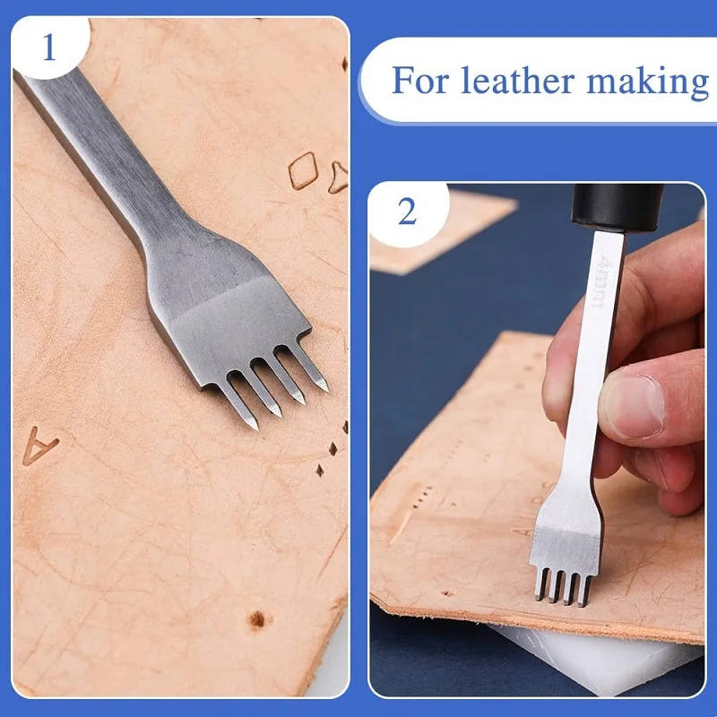 LMDZ 40pcs Leather Stitching Kit 4mm Prong Punch Tool Lacing