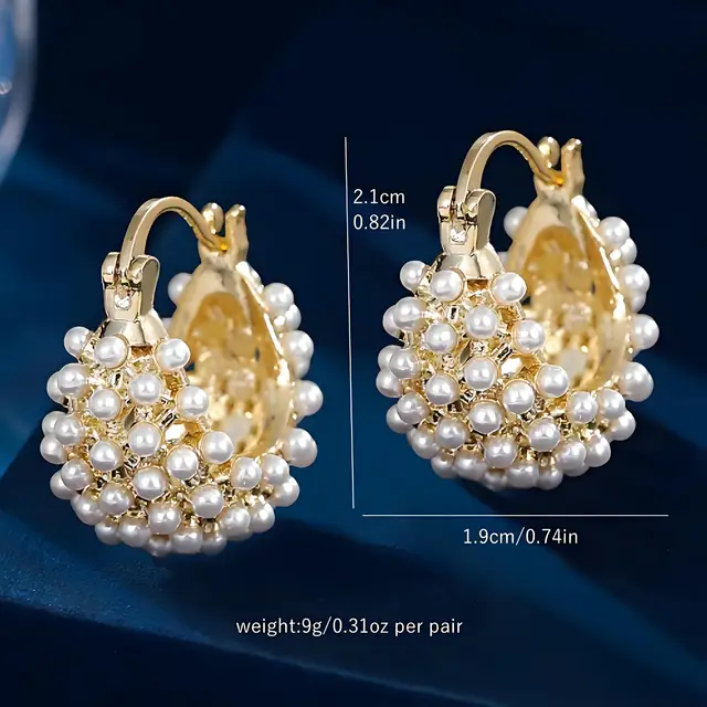 Premium Luxury Dangle Earrings with Imitation Pearls Plated Posts Timeless Elegance Fashionable Ear Accent Jewelry - Image 5