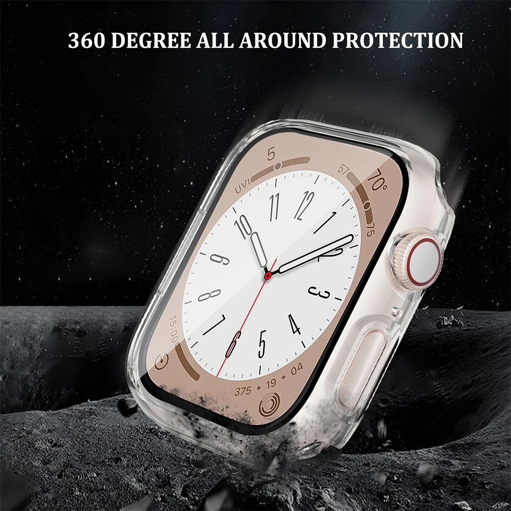 Durable Glass Cover for Apple Watch - Screen Protector & Case Combo