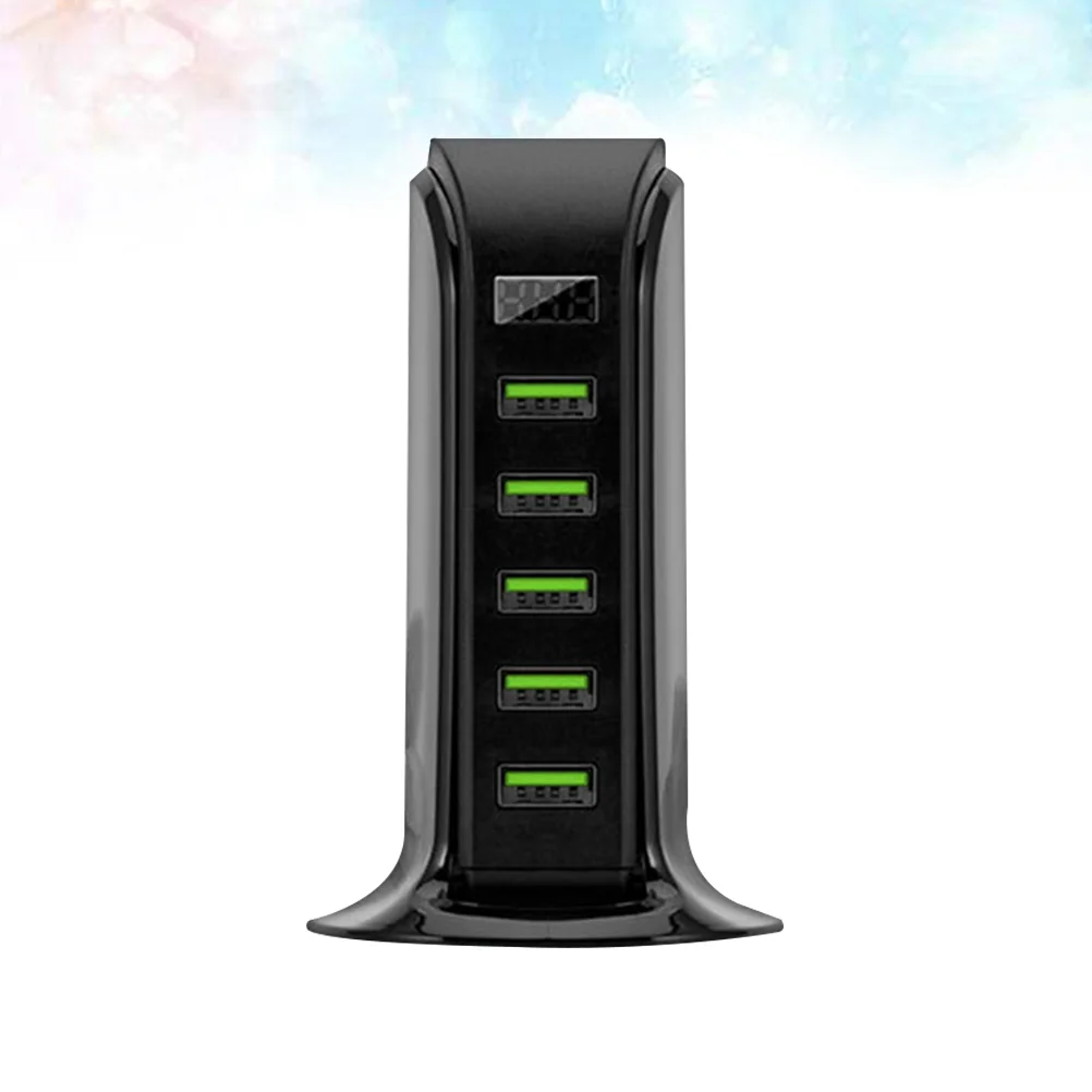 

1PC 5 Ports USB Travel Wall 5V/4A Multi Ports Adapter Smart Digital Display with US Plug (Black Red Screen