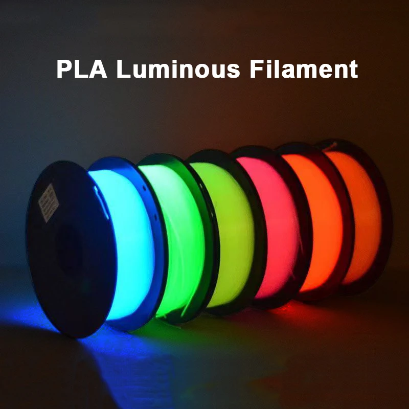 PLA Luminous Filament Rainbow Noctilucent Pink Red Blue Luminous For PLA 3D Printing Plastic wire Vacuum Packaging 1.75MM 250g