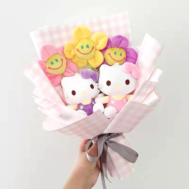 Smiley Sunflower Flower Series Teddy Bear KT Cat Plush Flower Bouquet Children s Day Valentine s Day Birthday Christmas Gifts