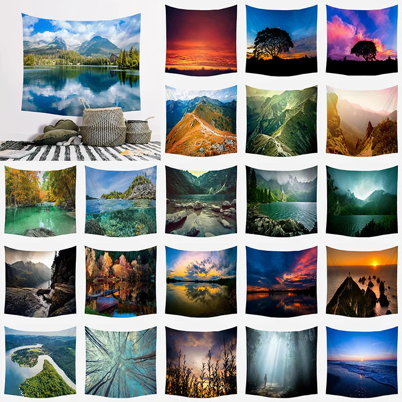 

2022 Cyber Red Scenery Beautiful Sunset Cloud Tapestry Wall Hanging Bagua