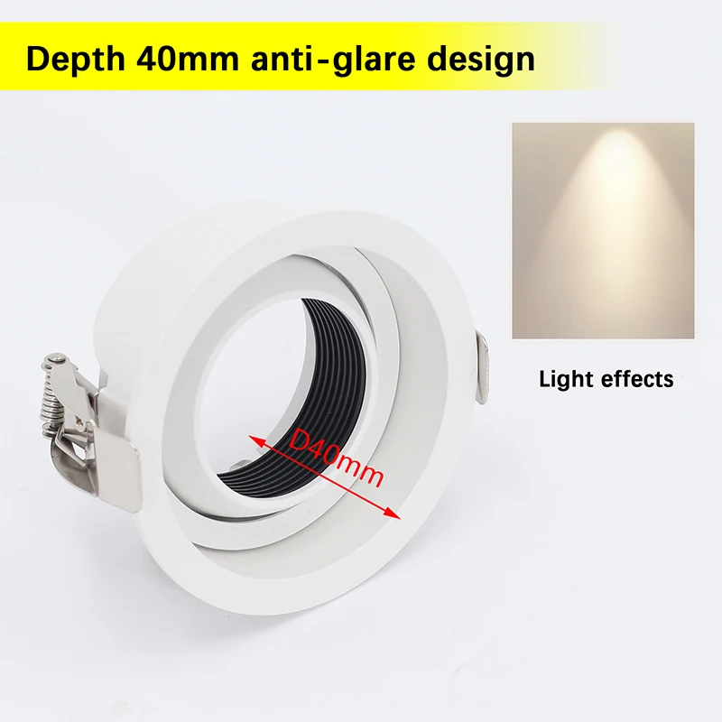 Easy Install Recessed White LED Adjustable Downlight Frame GU10/MR16 Ceiling Lamp Holder Base Spot Lighting Fittings for Bedroom
