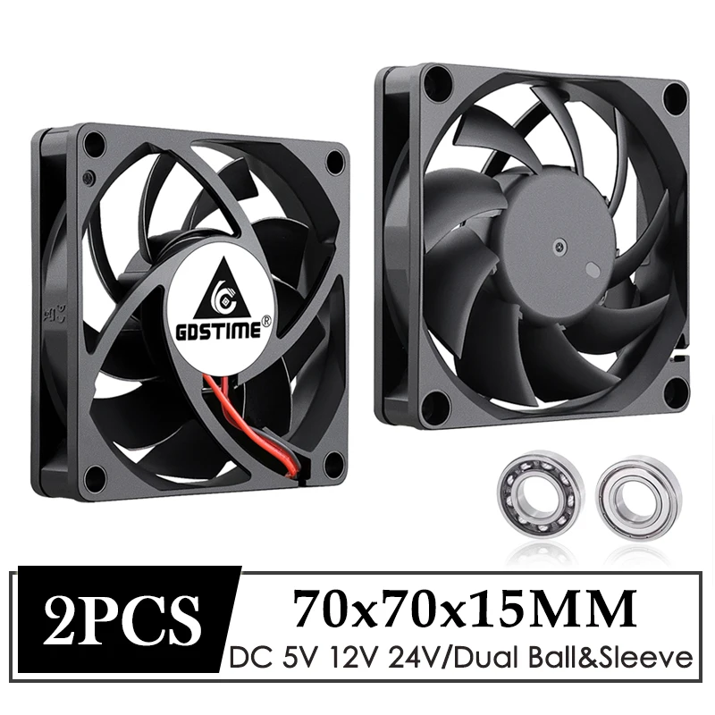 Gdstime-ventilador para Laptop Peças 7cm 70 mm 7015 mm dc 5v 12v 24v 2pin Fio 70x70x15 mm Peça de Resfriamento Industrial