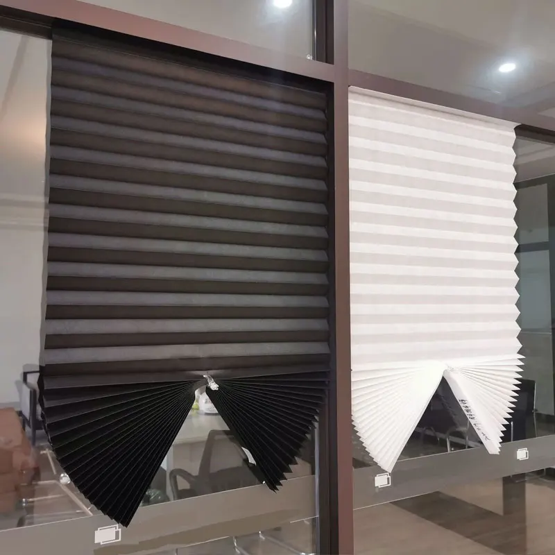 Pleated Zebra Blinds Adhesive Shades Roller Non woven Curtain Simple Foldable Household Blackout