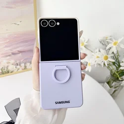 Luxury Gradient Matte Silicone Case with Ring Holder & Stand - Shockproof TPU Cover - Galaxy Z Flip 8 (PP - WH)