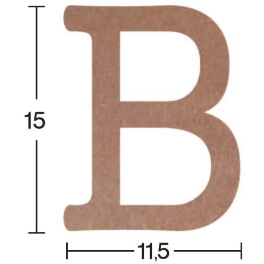 H02 B Letter Trinket, 18mm Mdf Unpainted Figurative Wood ObjectParty