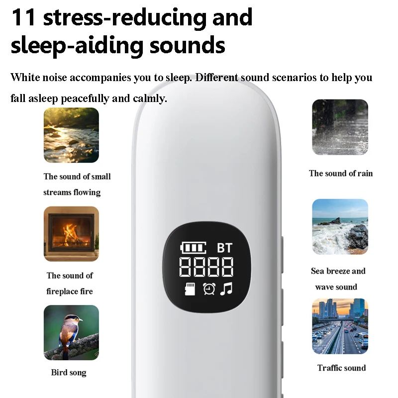 Under Pillow Bone Conduction Bluetooth Speaker White Noise Sleep Aid Soundbar LED Display TF MP3 Music Player Timed Shutdown