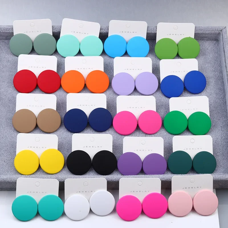 Acrylic Earrings Colorful Earrings Fashion Earrings 20-color Round Spray Paint For Women