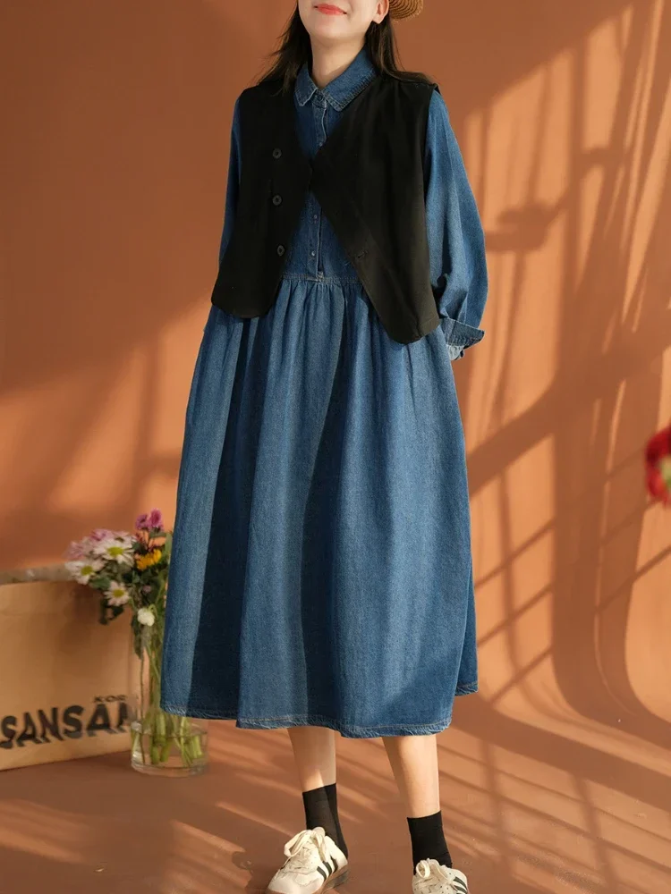 chinese dress ladies Xadsfeel Plus Size Denim Dress for Women Long Sleeve Button Down Denim  Shirt Dress Tiered Ruffle Hem Long Jean Dresses, Blue, X-Large at Amazon  Women's Clothing store