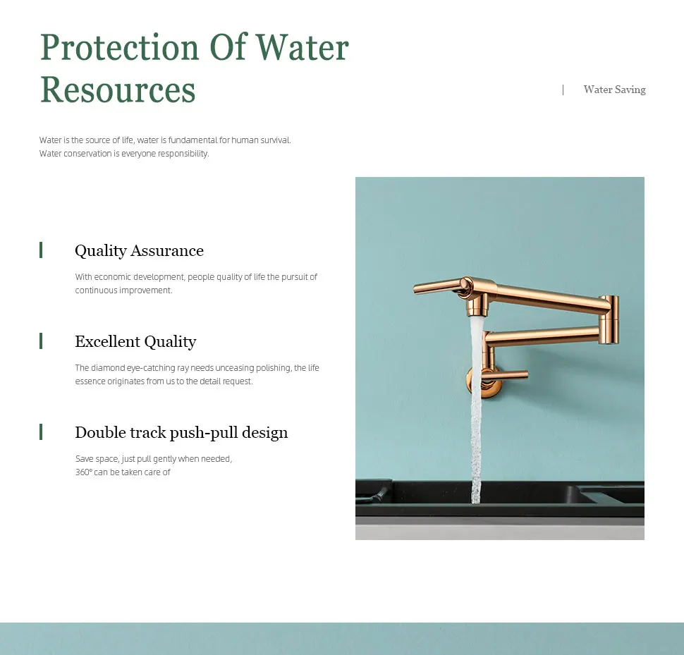 Description Picture 3 of itemPot Filler Tap Wall Mounted Kitchen Sink Faucet Rose Gold/Gun gray Single Cold Taps Mixer 360 Rotate Folding Spout Spigot Brass