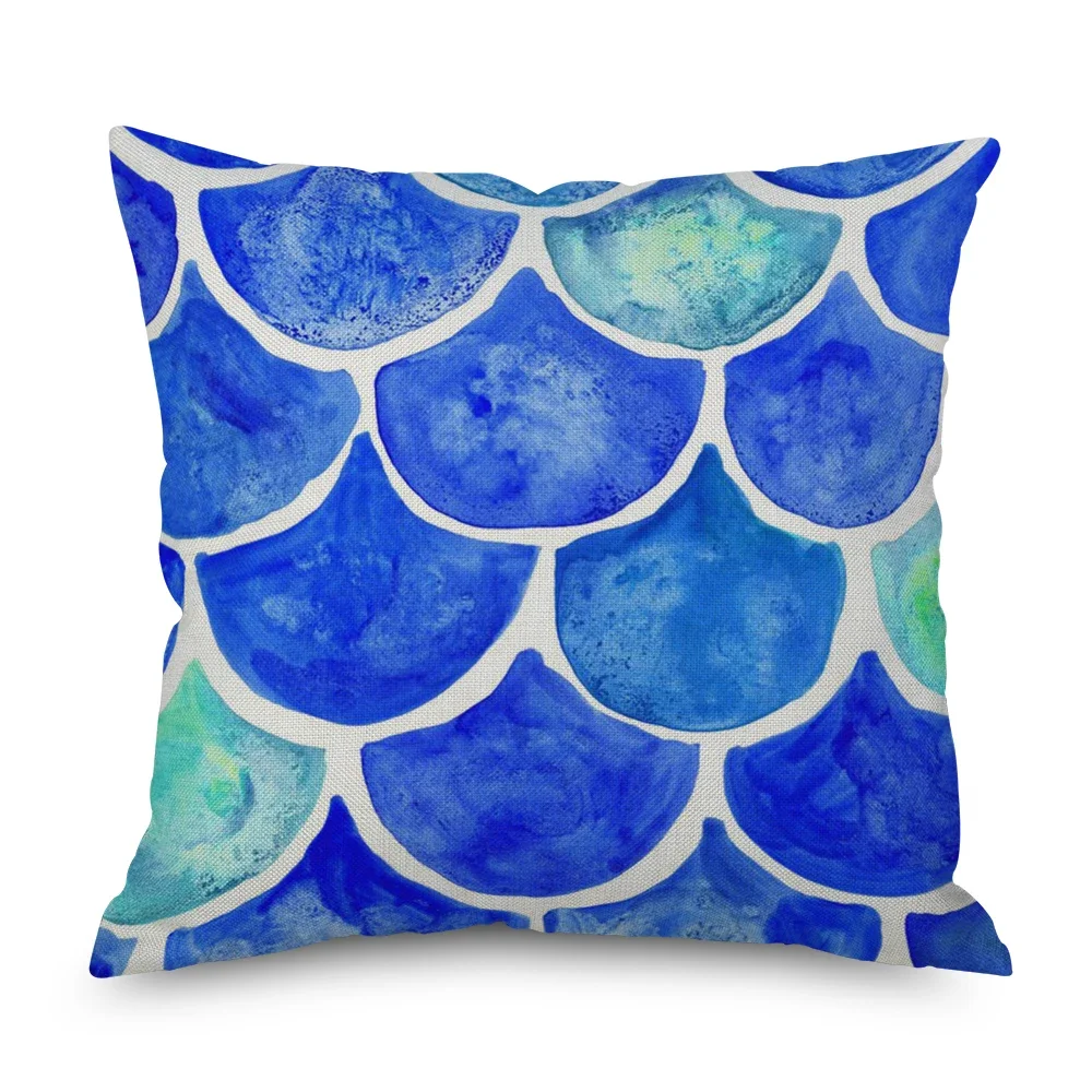 

Decorative Throw Covers Blue Geometric Cushion Cover 45x45cm Pillow Case Nordic Home Decor Sofa Living Room