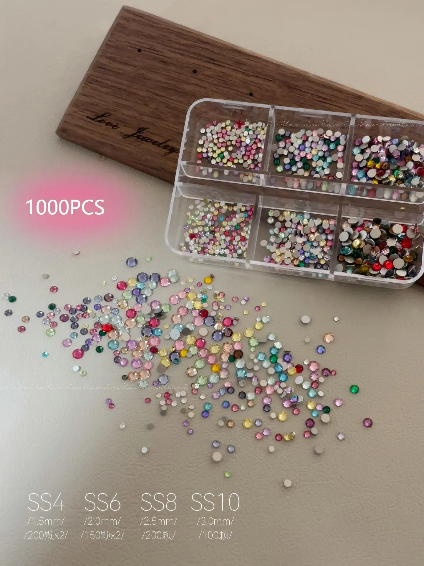 Kaniu Premium Nail Art Winzige Mix-Farben Bunte Kristallsteine Gemischte Größen Flatbacks Keine Hotfix-Strasssteine Bling DIY runde Edelsteine – Detail 9