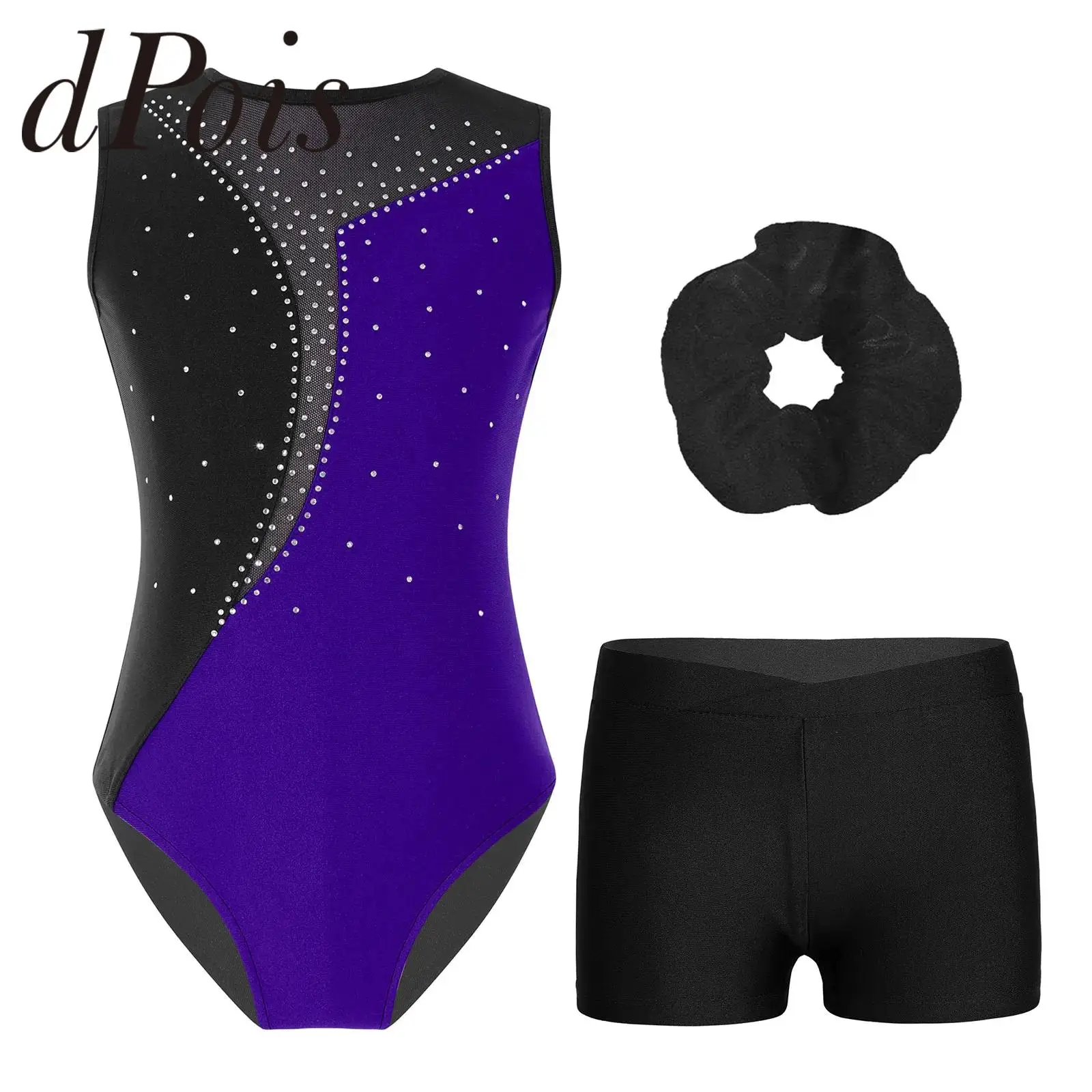 

Детские гимнастические трико с V-образным вырезом и шортами