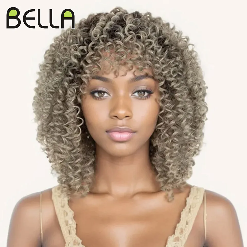 

Парики BELLA Philosophy, короткие Синтетические афро кудрявые парики с эффектом омбре, светлые, серые, волнистые, термостойкие волоконные парики для чернокожих женщин, 2019