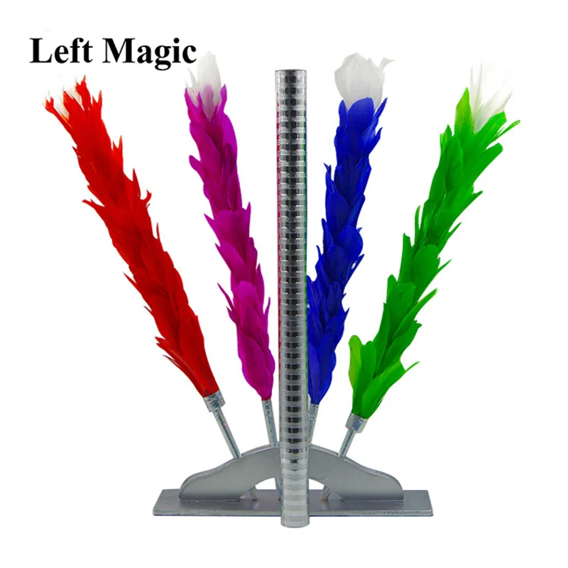 색상 변경 깃털 먼지 떨이 마술 트릭 지팡이 나타나는 색상 변경 꽃 무대 Magia Wand Magie Illusion Gimmick Props