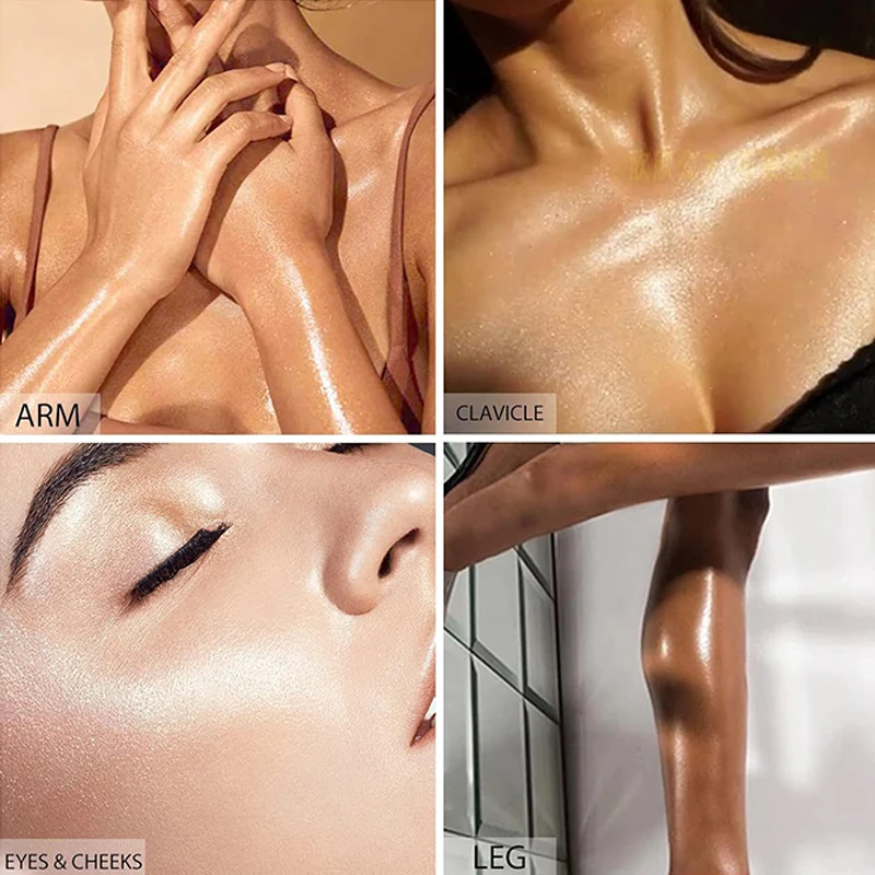 4 Color Gloss Powder Spray, Glitter Gloss Spray Shimmer Powder Makeup Spray, Suitable for Women's Face and Body Cosmetics 2