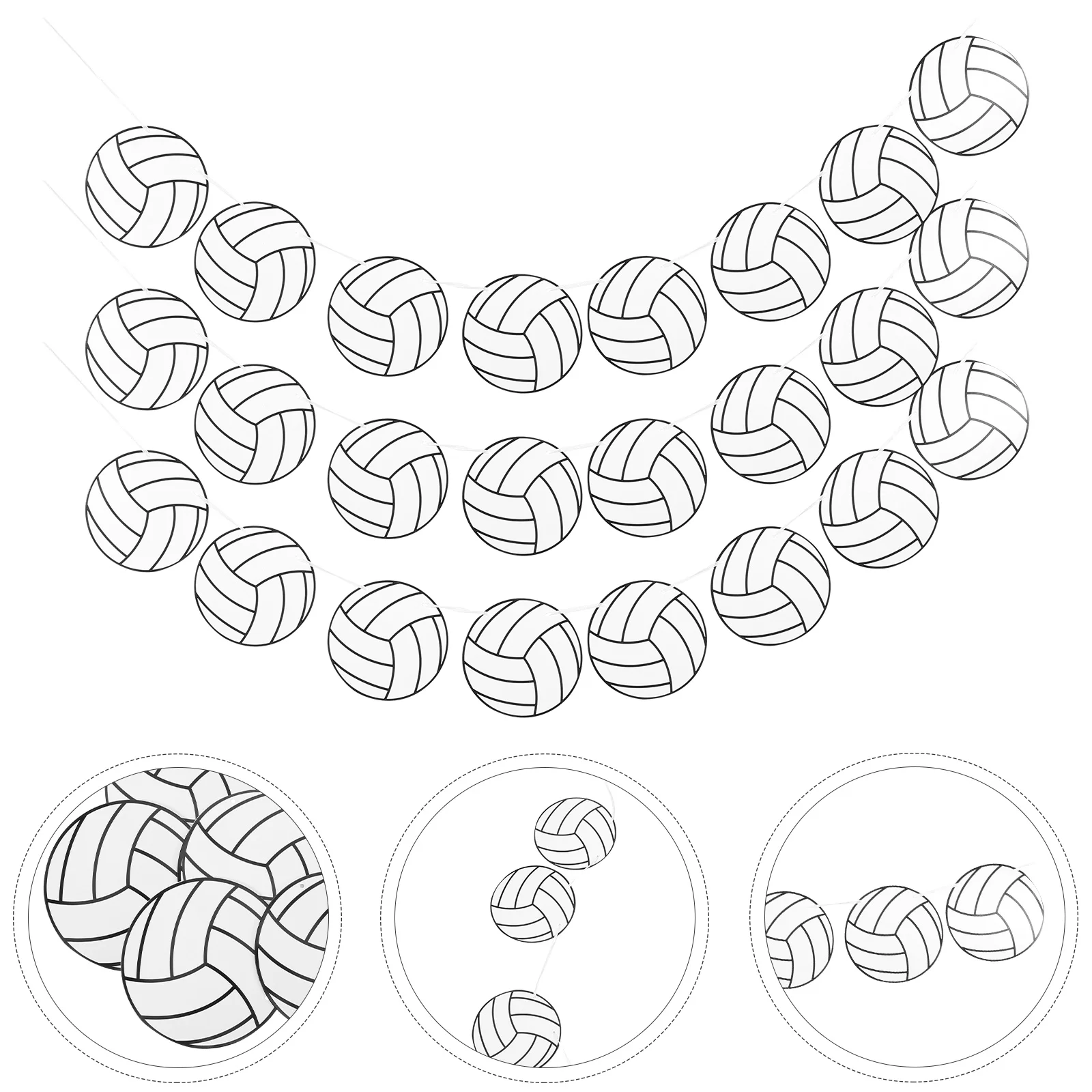 

5 Pcs Volleyball Paper Latte Art Soccer Sports Themed Hanging Banner Party Decor Bunting Flags Game Day Supplies