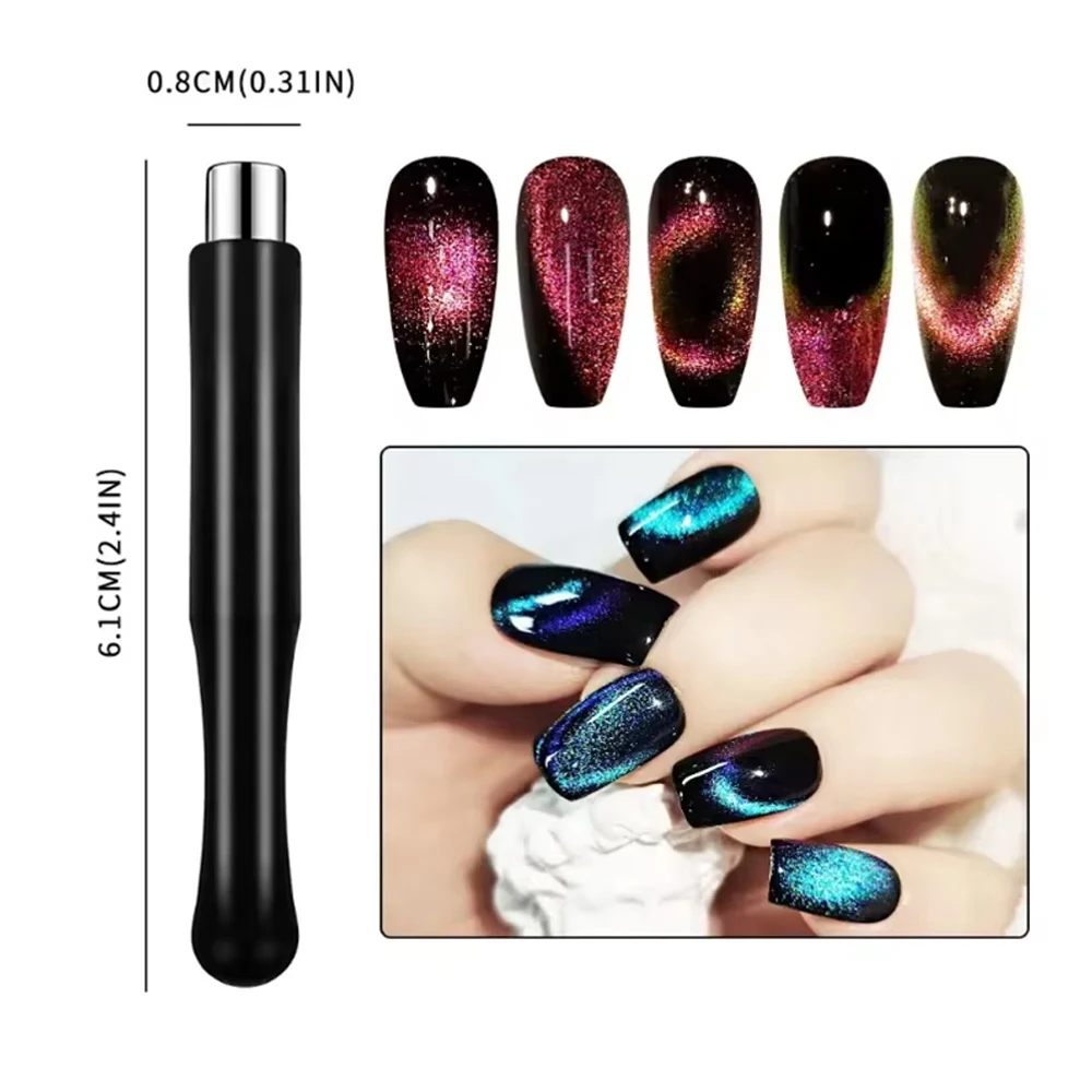 8PCS Nail Magnet Tool Pen Super Long Magnetic Cat Eye Gel Polish Kit for DIY Nail Art at Home Salon Or Studio magnetic nail art tools