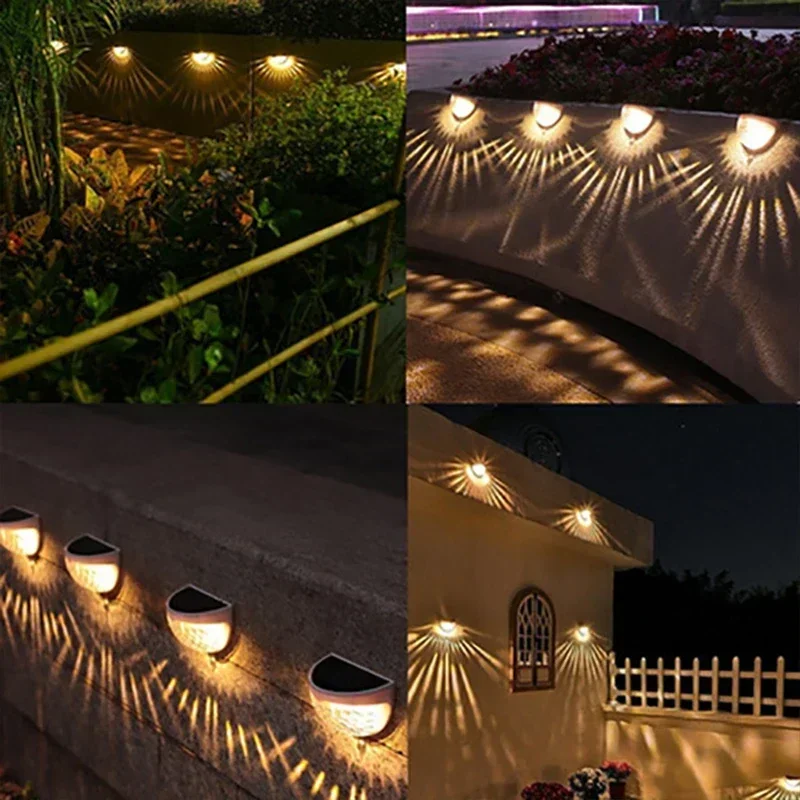 LED 태양 빛 야외 벽 램프 에너지 정원 램프 방수 태양 울타리 램프 크리스마스 장식 꽃줄 빛 1-24PCS