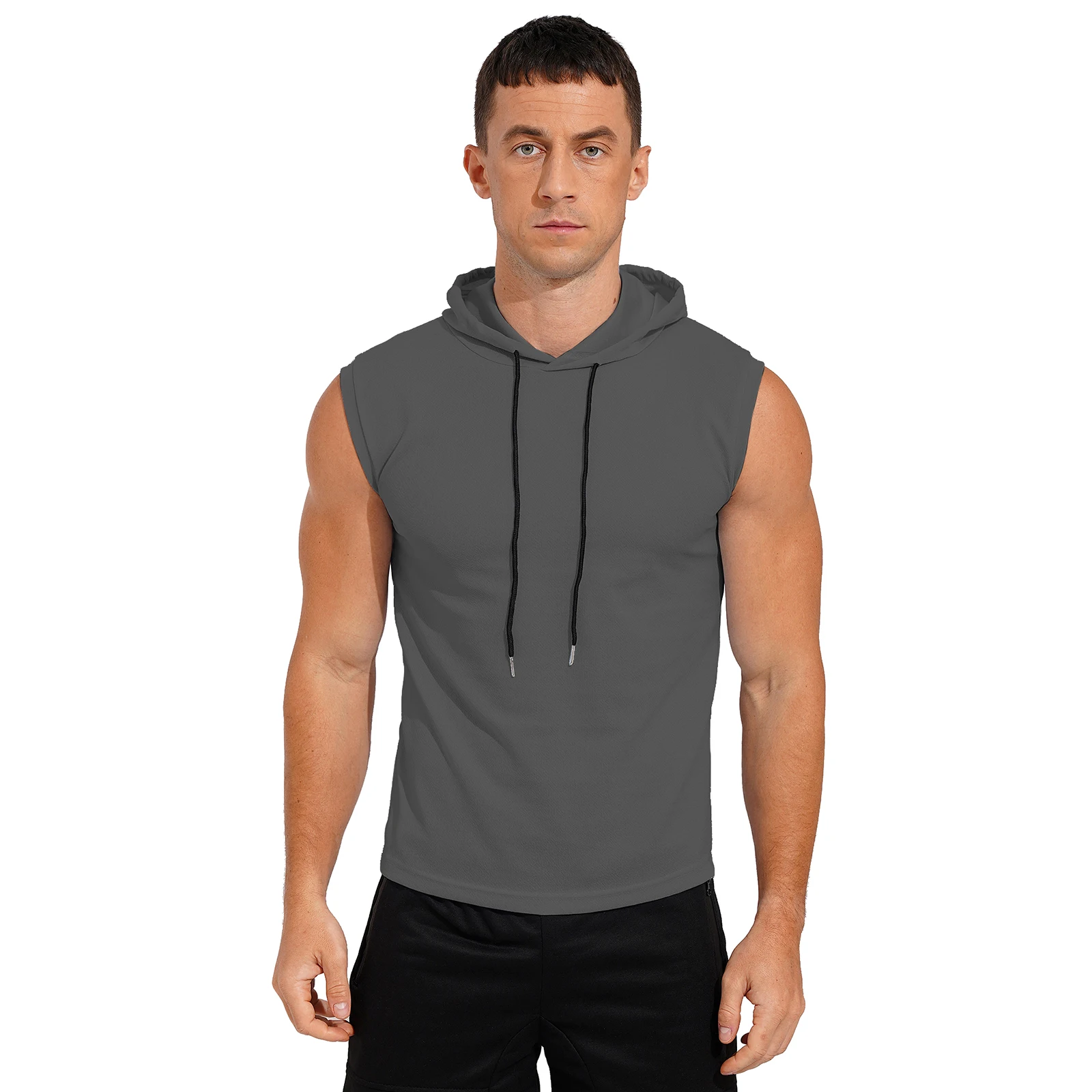 

Men Fitness Workout Fashion Sleeveless Hoodie Hooded Sport Vest Sweatshirt Casual T-shirt Running Jogging Tank Top