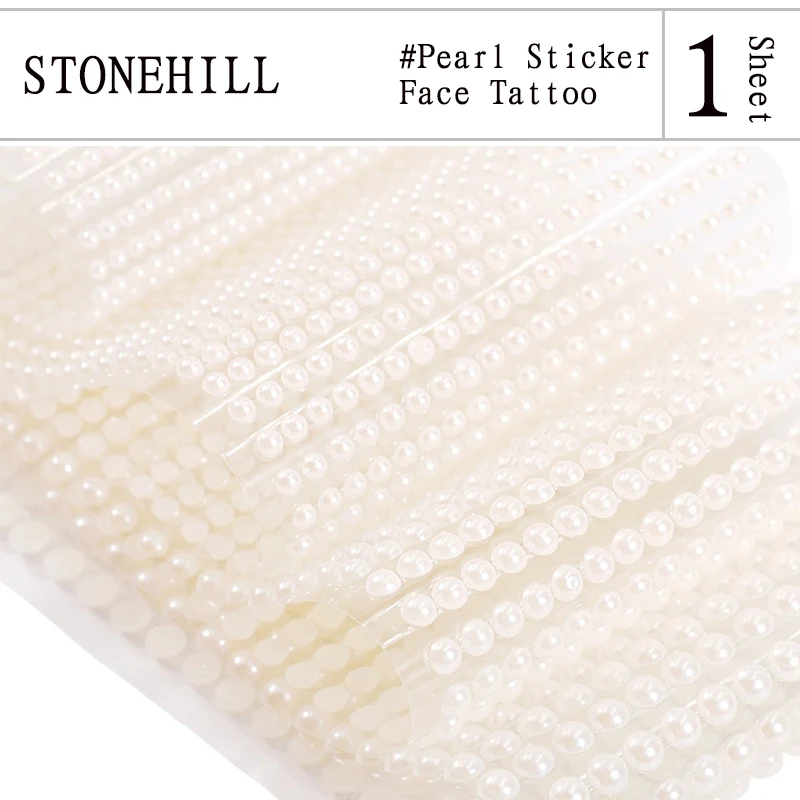 

Pearl Stickers Self Adhesive 3/4/5/6mm Makeup Gem Jewels Decor For Face,Eye, Hair, Nail DIY Handmade Creative Home Applique
