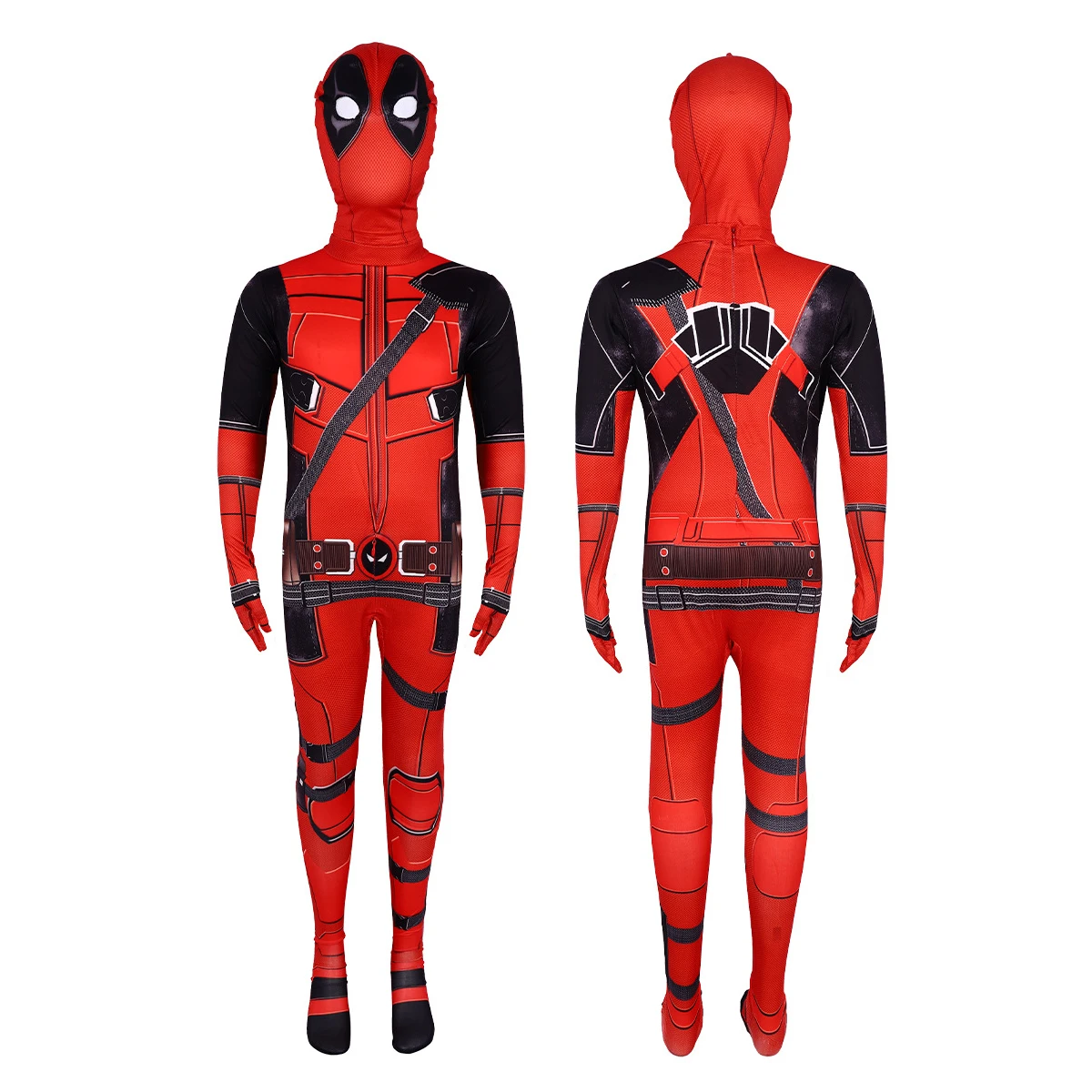 Superhero Deadpool Costume Men Women Cosplay Jumpsuit Suit Backpack Knif Accessories Boys Fantasy Movie Character Holiday Set