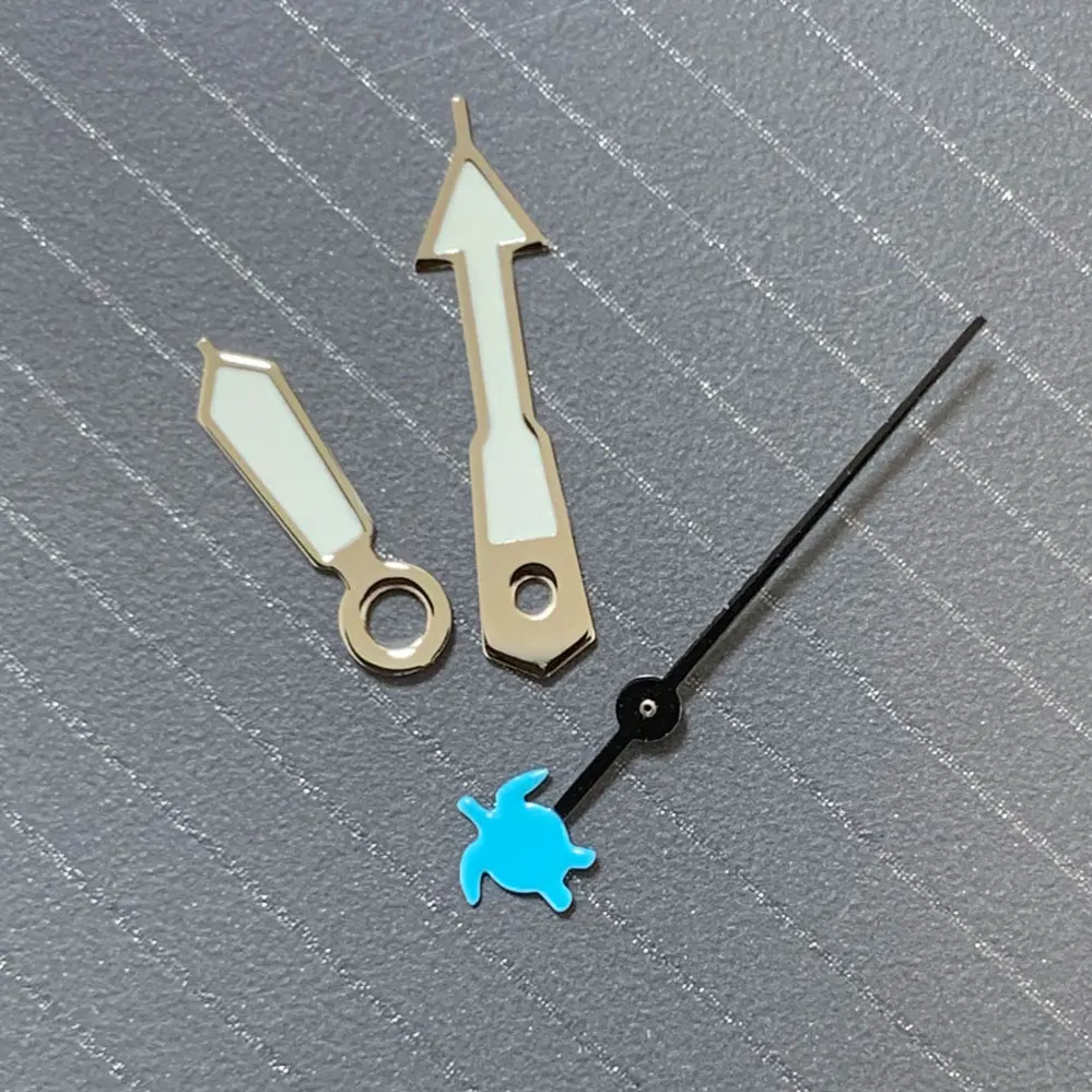 Watch Hands Green Luminous Silver Edge Watch Accessories with Turtle/ Fish Second Hand for NH35/36/4R/7S Movement watch accessories