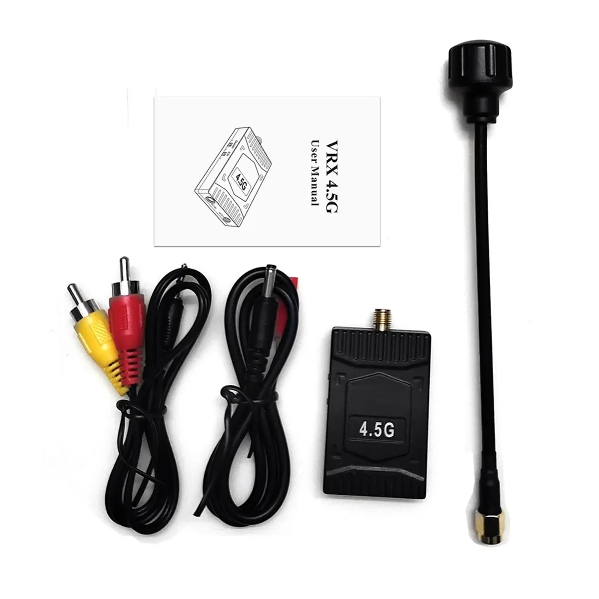 Détail des ports et boutons du récepteur vidéo 4.5G VRX FPV 8CH pour drones RC