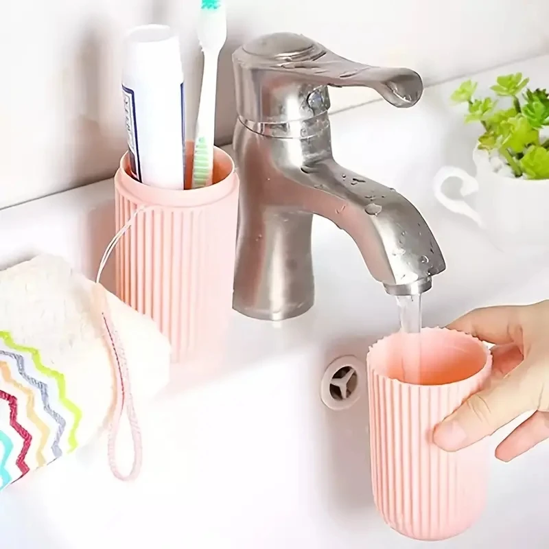 Portable Travel Toothbrush Case With Mouthwash Cup For Bathroom_voghion.com