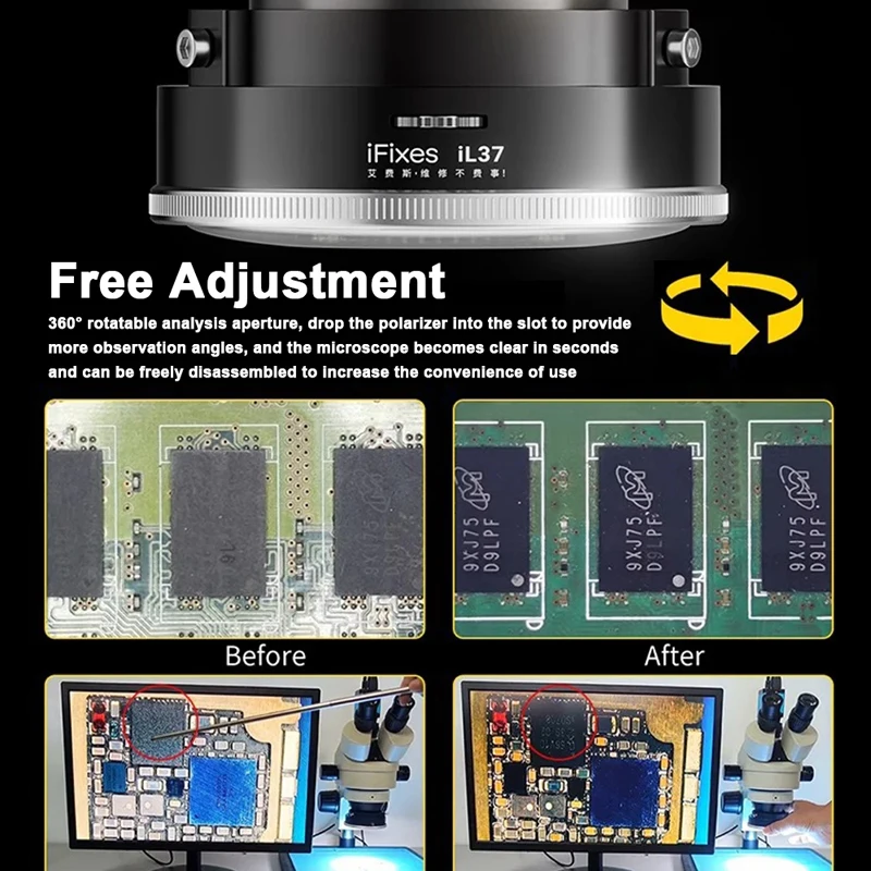 Microscope Lamp Polarized Ring Lights Ultra-bright 96 LED Anti Glare for Phone Soldering Repair Lab illuminators