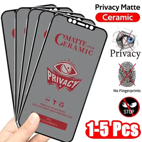 1-5PCS Matte Privacy Screen Protectors For iPhone 17 Pro Max 16 15 18 14 13 12 11 17 Air XR XS 7 8 Plus SE Anti Spy Ceramic Film