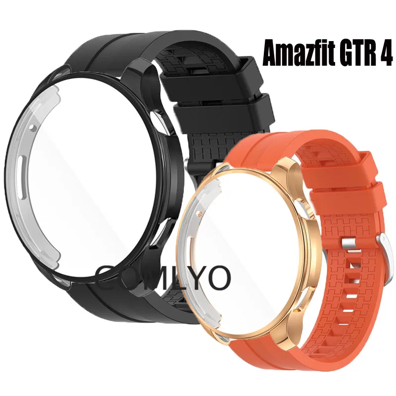 

For Amazfit GTR 4 Case TPU Soft Screen Protector Full Cover Bumper Shell Cases Silicone Soft GTR4 Strap Bracelet Band