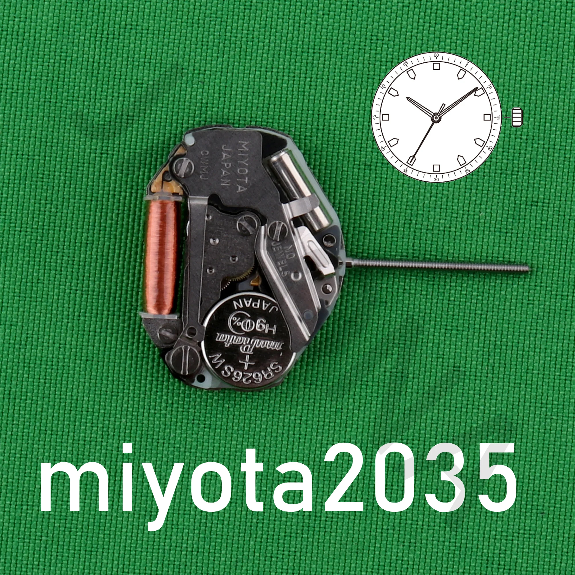 2035 movement miyota 2035 Quartz Movement 3 Hands Watch 6 3/4&times;8&rsquo;&rsquo;&rsquo; Height 3.15mm
